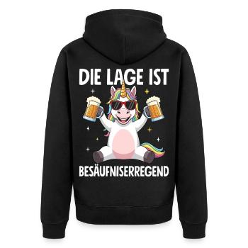 Die Lage Ist Besäufniserregend - Unisex Premium Bio Zip Hoodie - Schwarz - Hinten - Nico (187cm)