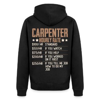 Charpentier Humour à salaire horaire Charpentier Charpentier - Veste à capuche bio Premium Unisexe - noir - Dos - Nico (187cm)