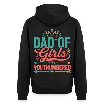 Dad of Girls Outnumbered Papa Töchter - Unisex Premium Bio Zip Hoodie - Schwarz - Hinten - Nico (187cm)
