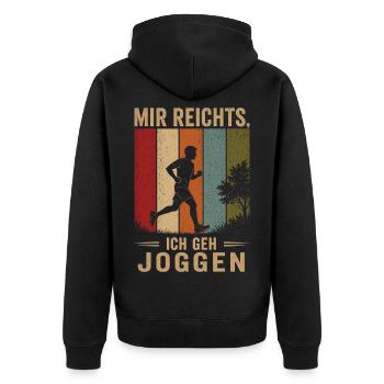 Mir reichts Ich geh joggen Vintage Läufer - Unisex Premium Bio Zip Hoodie - Schwarz - Hinten - Nico (187cm)