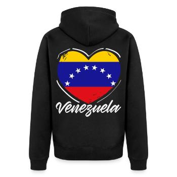 Venezuela Flagge Stolz & Heimat Venezuela - Unisex Premium Bio Zip Hoodie - Schwarz - Hinten - Nico (187cm)