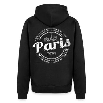 Paris in Frankreich Eiffelturm Vintage Souvenir - Unisex Premium Bio Zip Hoodie - Schwarz - Hinten - Nico (187cm)