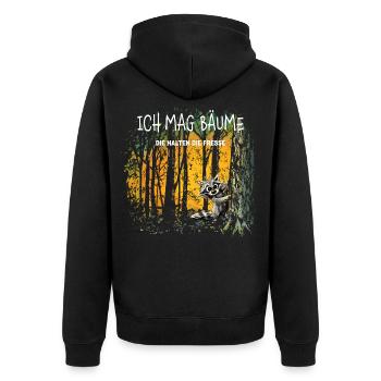 Ich mag Bäume die halten die Fresse  Waschbär  - Unisex Premium Bio Zip Hoodie - Schwarz - Hinten - Nico (187cm)