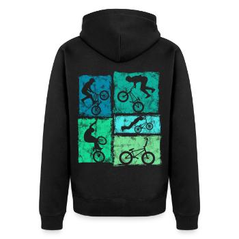 Vintage BMX Retro-Grafik Für Echte Biker - Unisex Premium Bio Zip Hoodie - Schwarz - Hinten - Nico (187cm)