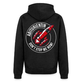 Abiturientin – Don’t Stop Me Now! (Abitur NEG 2C) - Unisex Premium Bio Zip Hoodie - Schwarz - Hinten - Nico (187cm)