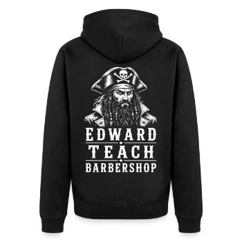 Edward Teach Barbershop Pirate Barber Vintage - Unisex Premium Organic Zip Hoodie - black - Back - Nico (187cm)