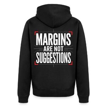 Print Designer Margins Are Print Expert Designer - Unisex Premium Bio Zip Hoodie - Schwarz - Hinten - Nico (187cm)