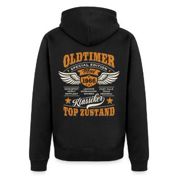 Oldtimer Mai 1966 - Geburtstag - Geschenk - Unisex Premium Bio Zip Hoodie - Schwarz - Hinten - Nico (187cm)