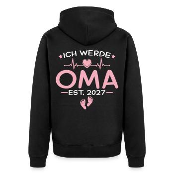 Ich werde Oma 2027 - Enkelkind Ankündigung - Unisex Premium Bio Zip Hoodie - Schwarz - Hinten - Nico (187cm)