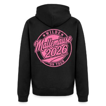 Malle 2026 Wilde Mallemäuse on Tour - Unisex Premium Organic Zip Hoodie - black - Back - Nico (187cm)