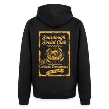 sourdough Social Club Artisan Fermentation Baking - Unisex Premium Organic Zip Hoodie - black - Back - Nico (187cm)