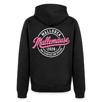 Malle 2026 Mallemäuse Wir feiern bis zum Schluss - Unisex Premium Bio Zip Hoodie - Schwarz - Hinten - Nico (187cm)