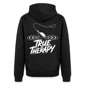 Fishing My Therapy - Unisex Premium Organic Zip Hoodie - black - Back - Nico (187cm)