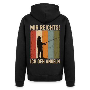 Mir reichts Ich geh angeln Retro Angler Shirt - Unisex Premium Bio Zip Hoodie - Schwarz - Hinten - Nico (187cm)