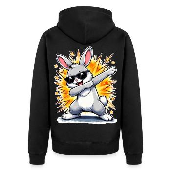 Lapin à tamponner - Veste à capuche bio Premium Unisexe - noir - Dos - Nico (187cm)