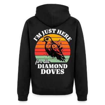 Funny Diamond Dove Sayings - Unisex Premium Organic Zip Hoodie - black - Back - Nico (187cm)