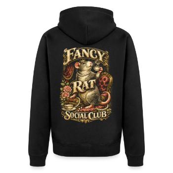 Rat de couleur, club social de rats de fantaisie Big Mouse Rat domestique - Veste à capuche bio Premium Unisexe - noir - Dos - Nico (187cm)