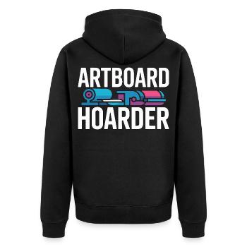 Print Designer Artboard Hoarder Creative Designer - Unisex Premium Organic Zip Hoodie - black - Back - Nico (187cm)