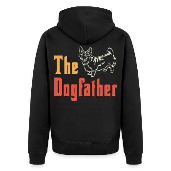 The Dogfather Corgi – Funny Dog Lover - Unisex Premium Bio Zip Hoodie - Schwarz - Hinten - Nico (187cm)