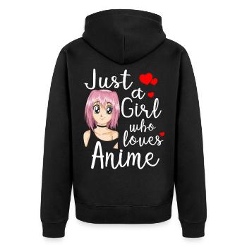 Juste une fille qui adore les cadeaux mignons d’Otaku d’anime - Veste à capuche bio Premium Unisexe - noir - Dos - Nico (187cm)