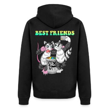 Beste Freunde Opossum- und Waschbär-lustige Müllfreunde - Unisex Premium Bio Zip Hoodie - Schwarz - Hinten - Nico (187cm)