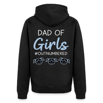 Dad of Girls Outnumbered Papa Shirt - Unisex Premium Bio Zip Hoodie - Schwarz - Hinten - Nico (187cm)