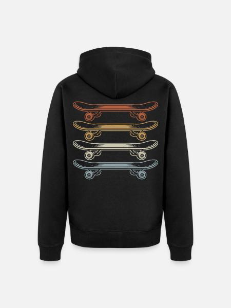 Skateboard | Skater | Skateboarder Geschenk - Unisex Premium Bio Zip Hoodie - Schwarz