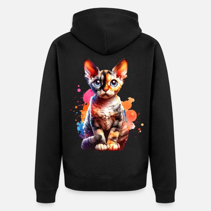 Devon Rex Gift - Unisex Premium Organic Zip Hoodie - black