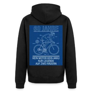 60. Geburtstag Fahrrad Rennrad - Unisex Premium Bio Zip Hoodie - Schwarz - Hinten - Nico (187cm)