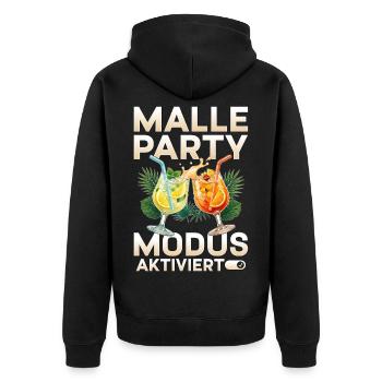 Malle Party Modus Aktiviert - Unisex Premium Bio Zip Hoodie - Schwarz - Hinten - Nico (187cm)