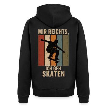 Mir reichts Ich geh skaten Retro Skater Shirt - Unisex Premium Bio Zip Hoodie - Schwarz - Hinten - Nico (187cm)