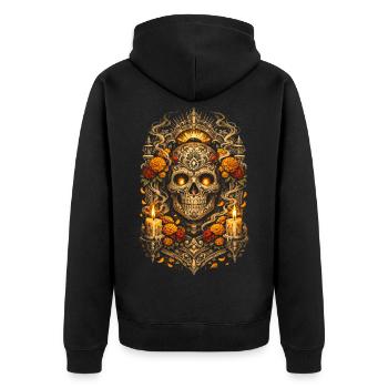 Dia De Los Muertos - Unisex Premium Bio Zip Hoodie - Schwarz - Hinten - Nico (187cm)