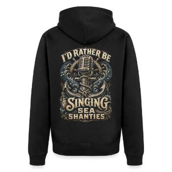 Shanty Chor Seemannslieder - Unisex Premium Bio Zip Hoodie - Schwarz - Hinten - Nico (187cm)