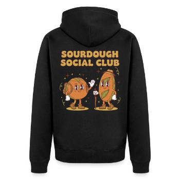 Sourdough Social Club Bread Baking Sourdough - Unisex Premium Organic Zip Hoodie - black - Back - Nico (187cm)