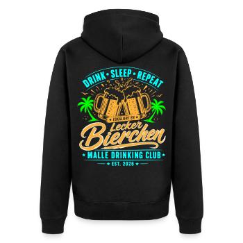 Malle 2026 Lecker Bierchen Malle Drinking Club - Unisex Premium Bio Zip Hoodie - Schwarz - Hinten - Nico (187cm)