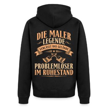Maler Legende Ruhestand - Rente Abschied Geschenk - Unisex Premium Bio Zip Hoodie - Schwarz - Hinten - Nico (187cm)