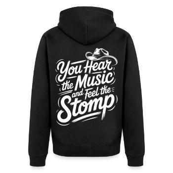 Country Line Dance Music Vibe - Unisex Premium Bio Zip Hoodie - Schwarz - Hinten - Nico (187cm)