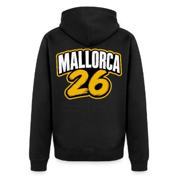 Mallorca 26 Vintage Grafik - Unisex Premium Bio Zip Hoodie - Schwarz - Hinten - Nico (187cm)