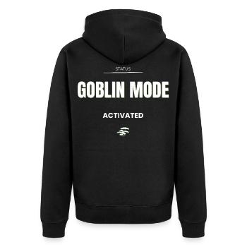 Goblin Mode Activated - Funny Meme Dark Humor  - Unisex Premium Bio Zip Hoodie - Schwarz - Hinten - Nico (187cm)