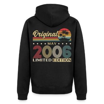 20th Birthday Gift Original May Vintage 2006 - Unisex Premium Organic Zip Hoodie - black - Back - Nico (187cm)
