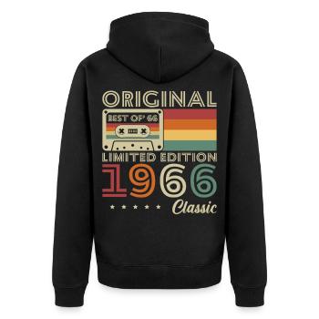 1966 Vintage Retro Geburtstagsgeschenk - Unisex Premium Bio Zip Hoodie - Schwarz - Hinten - Nico (187cm)