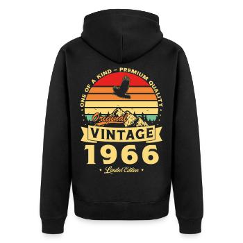 1966 Vintage Retro Geburtstagsgeschenk - Unisex Premium Bio Zip Hoodie - Schwarz - Hinten - Nico (187cm)