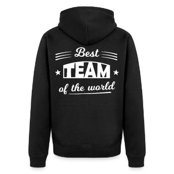 Best Team of the World Emblem - Unisex Premium Bio Zip Hoodie - Schwarz - Hinten - Nico (187cm)