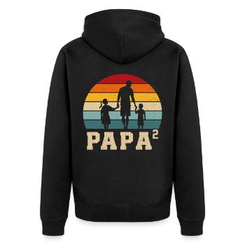 papa et fille - papa et fils - papa fils et fille - Veste à capuche bio Premium Unisexe - noir - Dos - Nico (187cm)