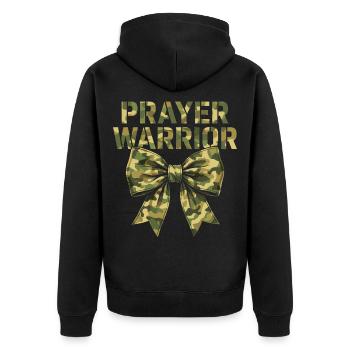 Camo Coquette Gebetskrieger Christ - Unisex Premium Bio Zip Hoodie - Schwarz - Hinten - Nico (187cm)