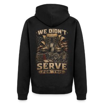 Veterans Day for Democrats - Unisex Premium Organic Zip Hoodie - black - Back - Nico (187cm)