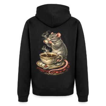 Rat de couleur Rat fantaisie Rat de la grande souris Rat domestique - Veste à capuche bio Premium Unisexe - noir - Dos - Nico (187cm)