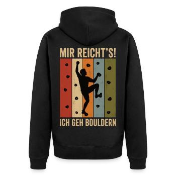Mir reicht's Ich geh bouldern Retro Boulder Shirt - Unisex Premium Bio Zip Hoodie - Schwarz - Hinten - Nico (187cm)