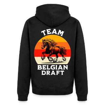 Team Belgian Draft Horse - Unisex Premium Organic Zip Hoodie - black - Back - Nico (187cm)