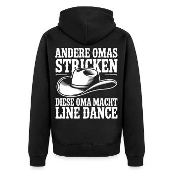 Omas Line Dance Shirt - Unisex Premium Bio Zip Hoodie - Schwarz - Hinten - Nico (187cm)